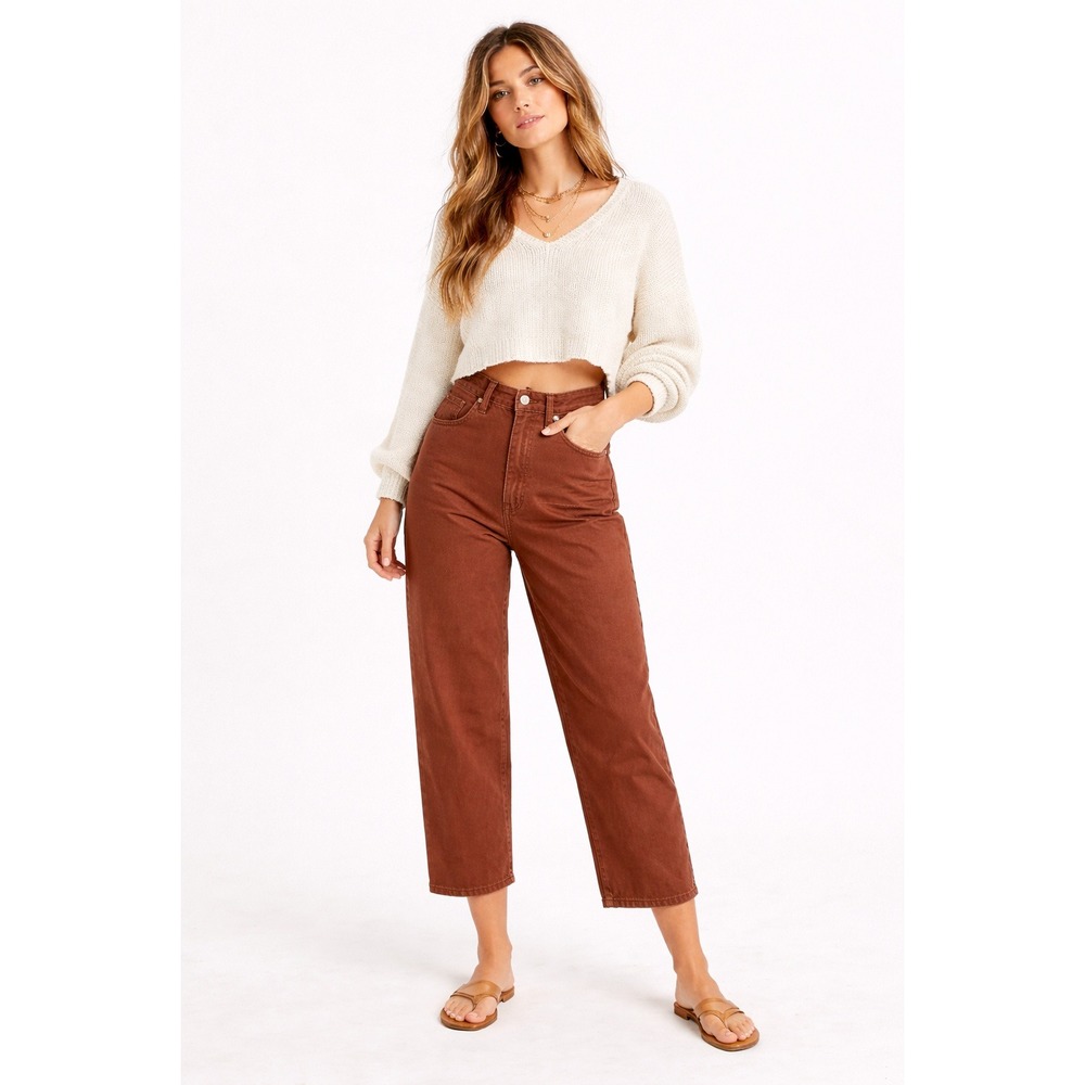 Everlane Straight Leg Crop Pants Women 2 Brown